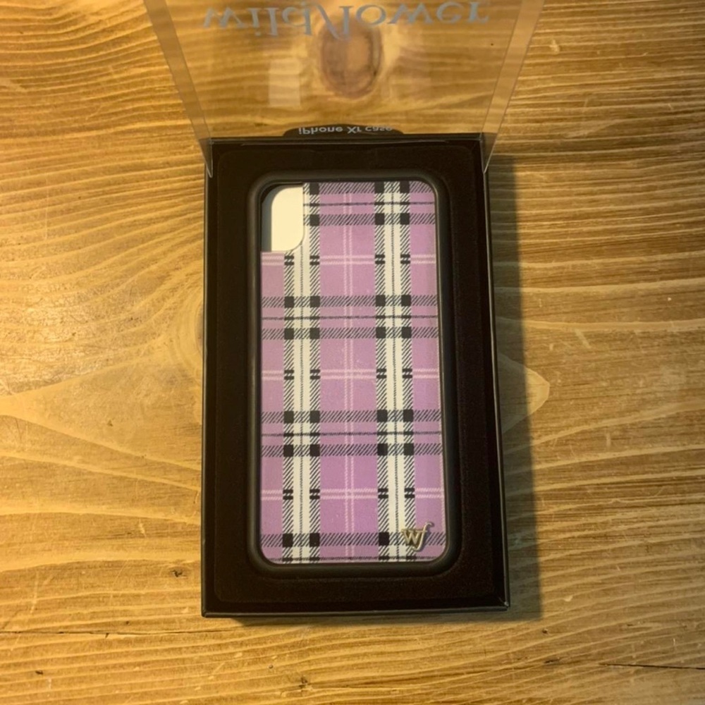 wildflower iphone xr purple plaid phone case